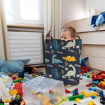 Gepersonaliseerde Leuke Dinosaurus Waterdichte Wasmand met Naam Grote Capaciteit Organisator voor Speelgoed Boeken Verjaardagscadeau voor Kinderen
