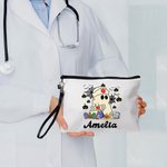 Personalisierte niedlichen Geist Krankenschwester Verband Kürbis Doodle Brief Leinen Wristlet Makeup Tasche mit Namen lustig Halloween Geschenk für Kr