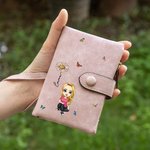 Portafoglio in pelle PU personalizzato con nome fiore di nascita e personaggio banconote portacarte regalo di compleanno per donne