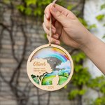 Spersonalizowany Tęczowy Most Pies Kot Drewniany grawerowany wiszący ornament z imieniem i rokiem Świąteczny prezent na pamiątkę utraty zwierzaka dla miłośników zwierząt domowych