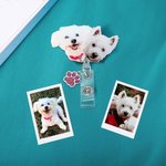 Personalizada Pintura Estilo Pet Retrato Insignia Carrete con Glitter Paw Print Charm para Veterinario Enfermera Pet Lover Regalo