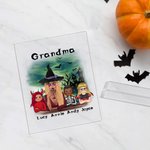 Personalisierte Oma Mama Hexe und GrandKids Kürbisse Vampir Acryl Plaque mit 1-6 Namen Halloween Geschenk für Mama Familie