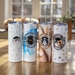 Vaso personalizado de 20oz con nombre y pajita para perro gato mamá y papá