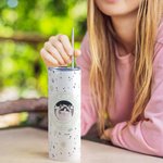 Vaso personalizado de 20oz con nombre y pajita para perro gato mamá y papá
