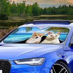Personnalisé 1-3 Portrait d'animal de compagnie style plage pare-soleil de voiture avec nom Accessoires auto Voyage Cadeau d'anniversaire pour les amo