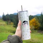 Vaso personalizado de 20oz con nombre y pajita para perro gato mamá y papá
