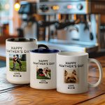 Personalisierte niedlichen Hund Happy Pawther's Day Becher mit Namen und Haustier Foto Geburtstag Vatertag Geschenk für Männer