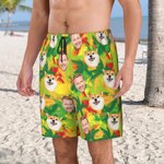 Maillot de Bain Personnalisé avec 1-5 Protraits Photos ou Animal de Compagnie Style Hawaïen Cadeau Anniversaire Estival pour Homme