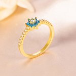 Personalized Dainty Birthstone Flower Cluster Ring with Zircon Minimalist Jewelry Birthday Anniversary Gift for Women