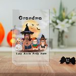 Personalisierte Oma Mama Hexe und GrandKids Kürbisse Vampir Acryl Plaque mit 1-6 Namen Halloween Geschenk für Mama Familie