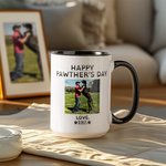 Personalisierte niedlichen Hund Happy Pawther's Day Becher mit Namen und Haustier Foto Geburtstag Vatertag Geschenk für Männer