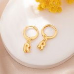 Spersonalizowane kolczyki Mini 3D Bubble Initial Letter Dangle Huggie Minimalistyczna biżuteria Prezent urodzinowy na rocznicę dla kobiet i dziewcząt