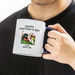 Personalisierte niedlichen Hund Happy Pawther's Day Becher mit Namen und Haustier Foto Geburtstag Vatertag Geschenk für Männer