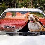 Personnalisé 1-3 Portrait d'animal de compagnie style plage pare-soleil de voiture avec nom Accessoires auto Voyage Cadeau d'anniversaire pour les amo