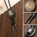 Personalised Vintage Western Bolo Tie with  Initial A-Z Cowboy Accessories Wedding Party Bridal Shower Gift for Bridegroom Best Man