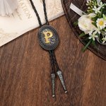 Personalised Vintage Western Bolo Tie with  Initial A-Z Cowboy Accessories Wedding Party Bridal Shower Gift for Bridegroom Best Man