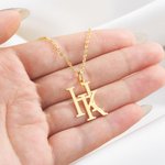 Personalizada Minimalista Doble entrelazados iniciales colgante collar de cumpleaños Aniversario San Valentín Día de regalo para las mujeres