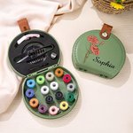 Personalised Vintage Birth Flower Portable Sewing Kit Set Storage Box with Name Birthday Sewing Accessories Gift for Tailor Lover