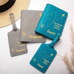 Porte-Passeport ou Étiquette de Bagage Personnalisé avec Nom et Texte Accessoire de Vacances en Cuir Cadeau Anniversaire pour Amoureux de Voyage
