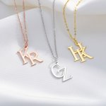Personalizada Minimalista Doble entrelazados iniciales colgante collar de cumpleaños Aniversario San Valentín Día de regalo para las mujeres