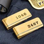 Clip d'argent personnalisé avec texte gravé Thin Blue Line Cadeau d'anniversaire pour officier de police