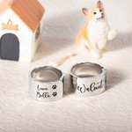 Anillo Personalizado Martillado Ajustable con Nombre y Texto en Memoria de la Pérdida de una Mascota Regalo para los Amantes de las Mascotas Gato Perro