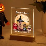 Spersonalizowana lampka nocna LED Witch Vampire Bat z 7 kolorami światła Drewniana podstawa Dekoracja domu Prezent na Halloween dla rodziny