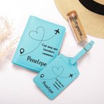 Porte-Passeport ou Étiquette de Bagage Personnalisé avec Nom et Texte Accessoire de Vacances en Cuir Cadeau Anniversaire pour Amoureux de Voyage