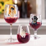 Verre à vin à pied court avec nom Cadeau pour l'amour de votre chien ou de votre chat