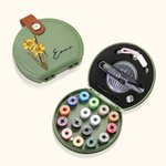 Personalised Vintage Birth Flower Portable Sewing Kit Set Storage Box with Name Birthday Sewing Accessories Gift for Tailor Lover
