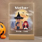 Spersonalizowana lampka nocna LED Witch Vampire Bat z 7 kolorami światła Drewniana podstawa Dekoracja domu Prezent na Halloween dla rodziny