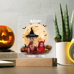 Spersonalizowana lampka nocna LED Witch Vampire Bat z 7 kolorami światła Drewniana podstawa Dekoracja domu Prezent na Halloween dla rodziny