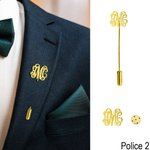 Broche Personnalisée avec Initiales Style Monogramme Cadeau d'Anniversaire Mariage pour Homme