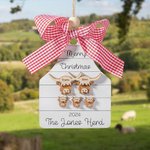 Personalized Wooden Family Christmas Ornament Farm Chickens Cows Pigs Deers Highland Cows