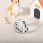 Anillo Personalizado Martillado Ajustable con Nombre y Texto en Memoria de la Pérdida de una Mascota Regalo para los Amantes de las Mascotas Gato Perro