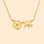 Personalized Minimalist Dainty Birth Flower Necklace with Birthstone Family Jewellery Birthday Gift for Women