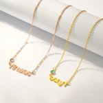 Gepersonaliseerde Thaise Naam Hanger Ketting met Geboortesteen Thailand Laos Naambordje Sieraden Verjaardag Verjaardag Cadeau voor Vrouwen