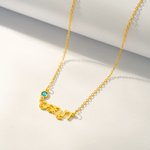 Gepersonaliseerde Thaise Naam Hanger Ketting met Geboortesteen Thailand Laos Naambordje Sieraden Verjaardag Verjaardag Cadeau voor Vrouwen