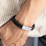 Pulsera de cuerda trenzada de cuero personalizado clásico con texto grabado Cumpleaños Día de San Valentín Regalo para los hombres