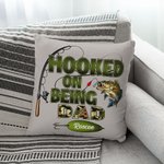 Personalizado Hooked On Being Papa Tema Pesca Funda Almohada con Nombres Camuflaje Decoración del Hogar Cumpleaños Día de los Abuelos para Papá Abuelo