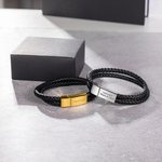 Pulsera de cuerda trenzada de cuero personalizado clásico con texto grabado Cumpleaños Día de San Valentín Regalo para los hombres