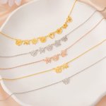 Personalized Minimalist Dainty Birth Flower Necklace with Birthstone Family Jewellery Birthday Gift for Women