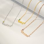 Gepersonaliseerde Thaise Naam Hanger Ketting met Geboortesteen Thailand Laos Naambordje Sieraden Verjaardag Verjaardag Cadeau voor Vrouwen