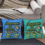 Personalizado Hooked On Being Papa Tema Pesca Funda Almohada con Nombres Camuflaje Decoración del Hogar Cumpleaños Día de los Abuelos para Papá Abuelo