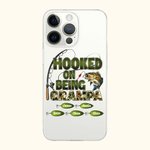 Gepersonaliseerde Hooked On Being Papa Vissen Thema Slim Telefoonhoesje Beschermhoesje voor iPhone met Namen Verjaardag Grootouderdag voor Papa Opa