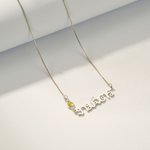 Gepersonaliseerde Thaise Naam Hanger Ketting met Geboortesteen Thailand Laos Naambordje Sieraden Verjaardag Verjaardag Cadeau voor Vrouwen