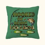 Personalizado Hooked On Being Papa Tema Pesca Funda Almohada con Nombres Camuflaje Decoración del Hogar Cumpleaños Día de los Abuelos para Papá Abuelo