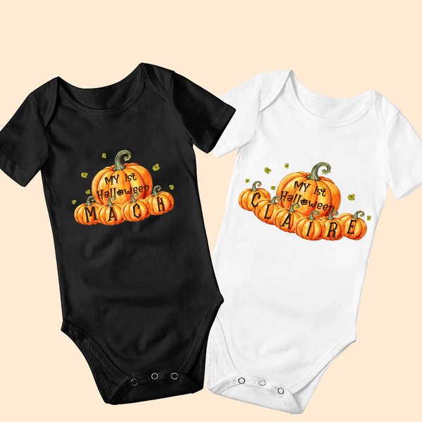Personalisierte Kürbis My 1st Halloween 100% Baumwolle Baby Bodysuit mit Namen Halloween Geschenk für Baby Neugeborenen