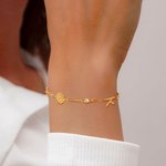 Pulsera fina personalizada con 1 a 6 abalorios de inicial piedra y flor de nacimiento regalo para mujer del Día de la Madre aniversario o cumpleaños