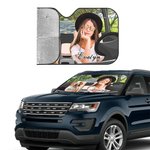 Personalised Photo Car Windshield Sunshade with Name and Suction Cup Auto Accessories Outdoor Activities Gift for Cat Dog Pet Lovers Campers